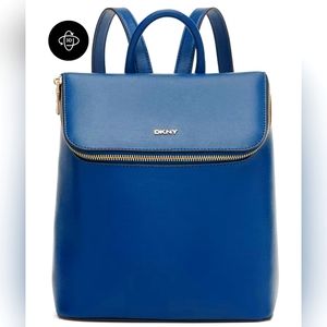 NEW-DKNY Blue Leather Backpack Purse